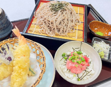 天ぷら蕎麦とねぎとろ丼