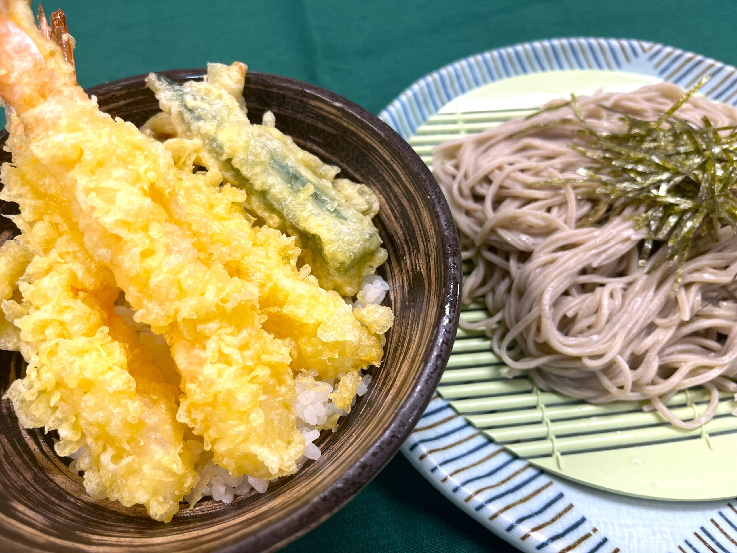 海老天丼とざる蕎麦