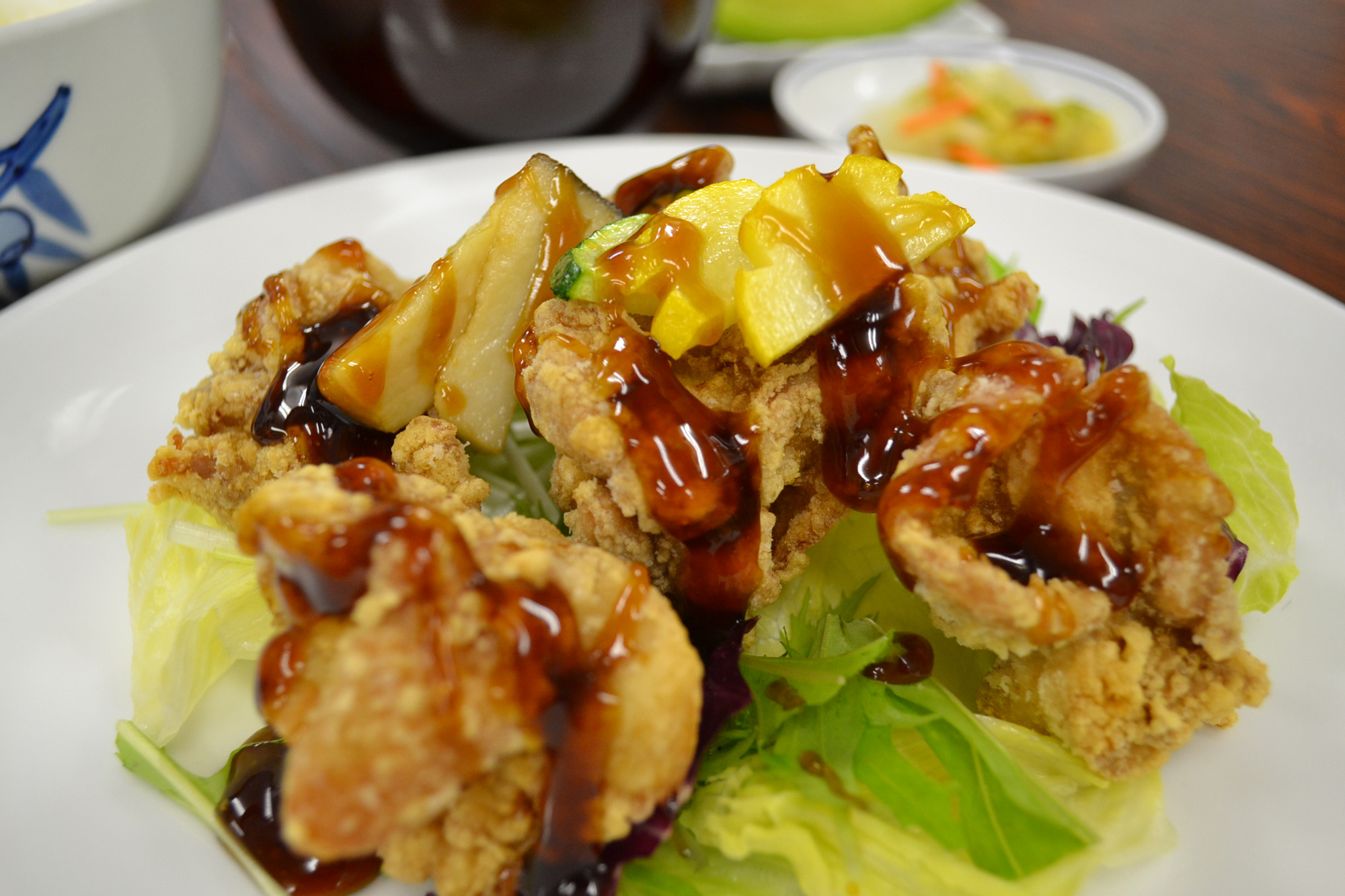 鶏の黒酢あんかけ定食